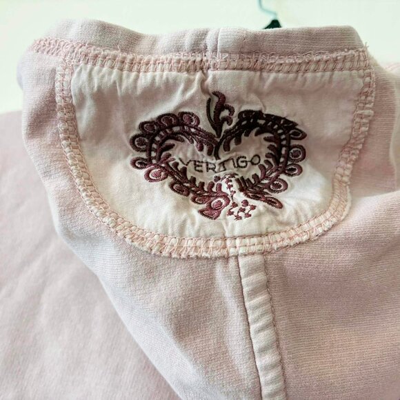 Vertigo Paris Dusty Pink Embroidered Hoodie Women Top M Cotton - Picture 8 of 9